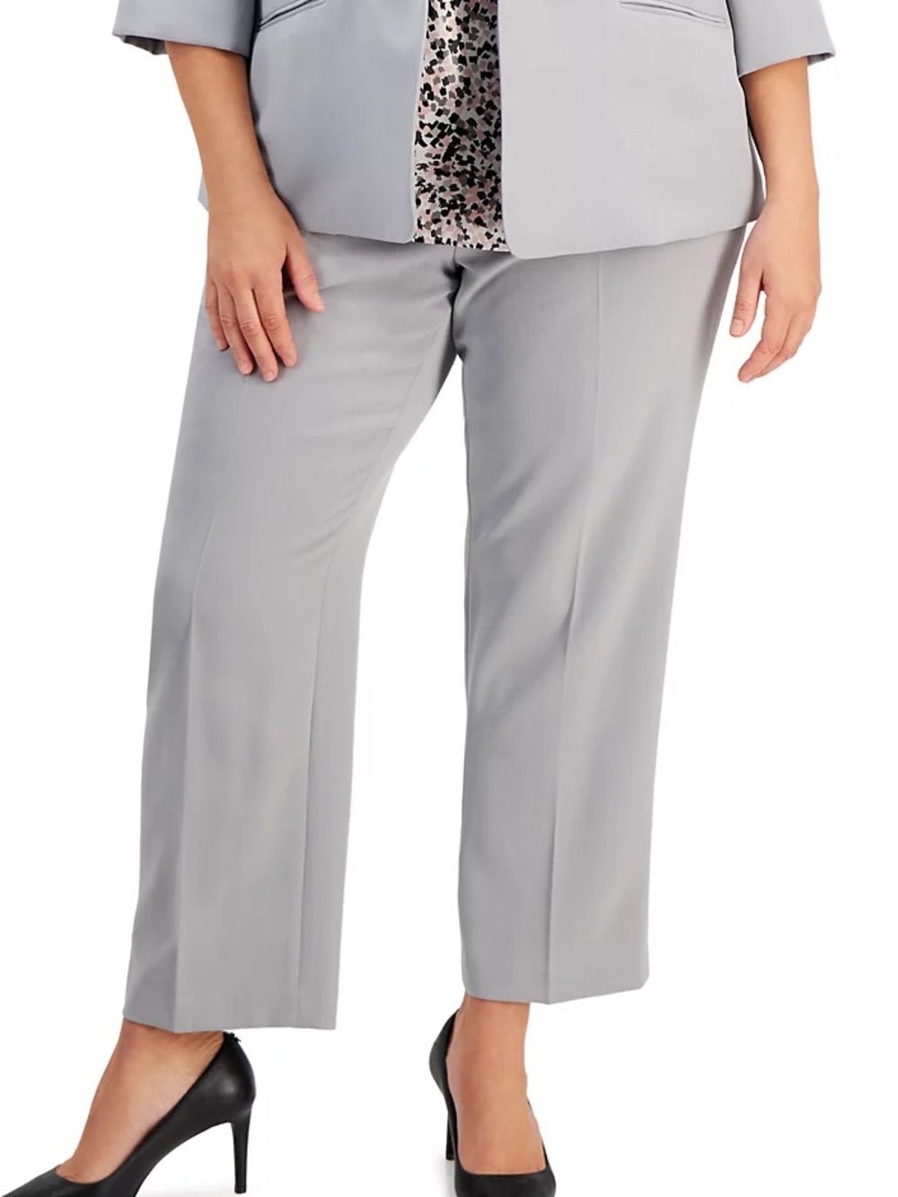 Kasper Light Gray Straight-Leg Trousers